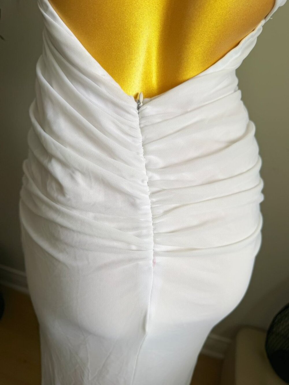 Lulus White Mesh Ruched Halter Midi Dress Open Back S - Picture 8 of 8
